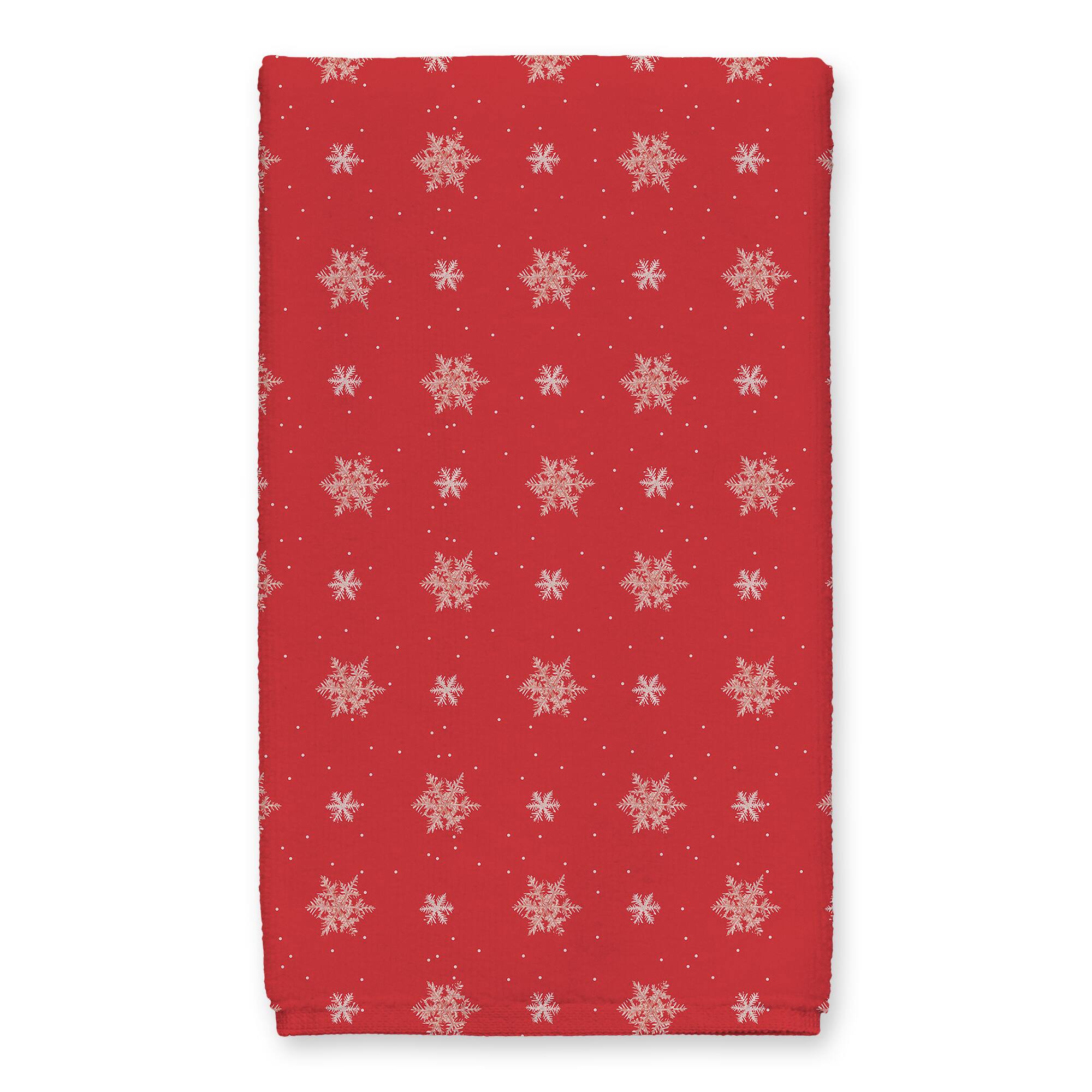 Red Snowflake Pattern Tea Towel Set